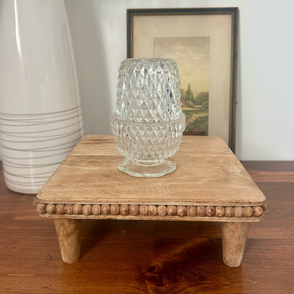 Indiana Glass Diamond Point Clear Fairy Lamp